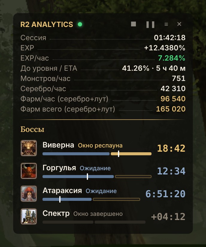 Оверлей R2 Tracker поверх игры